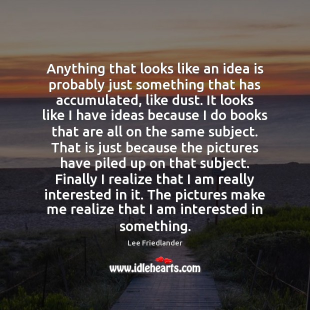 Anything that looks like an idea is probably just something that has Lee Friedlander Picture Quote