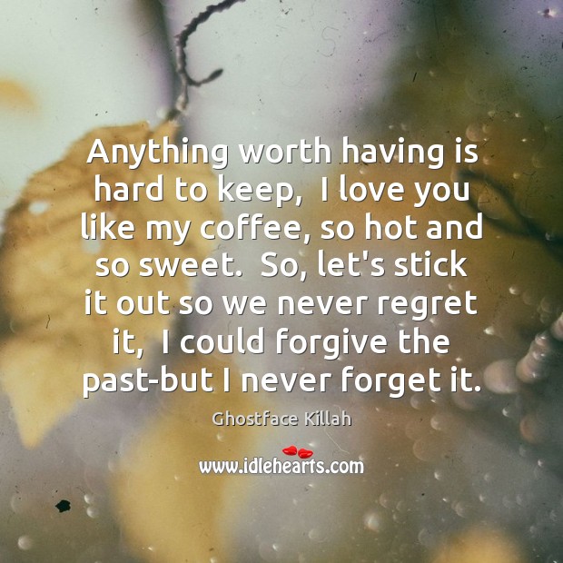 Anything worth having is hard to keep,  I love you like my Never Regret Quotes Image