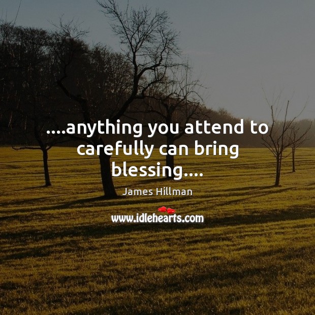 ….anything you attend to carefully can bring blessing…. James Hillman Picture Quote
