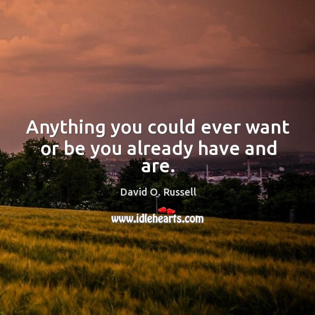 Anything you could ever want or be you already have and are. David O. Russell Picture Quote