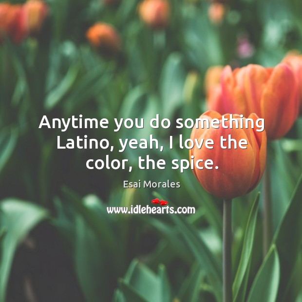 Anytime you do something latino, yeah, I love the color, the spice. Esai Morales Picture Quote
