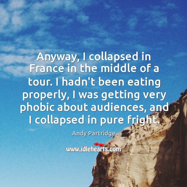 Anyway, I collapsed in France in the middle of a tour. I Andy Partridge Picture Quote