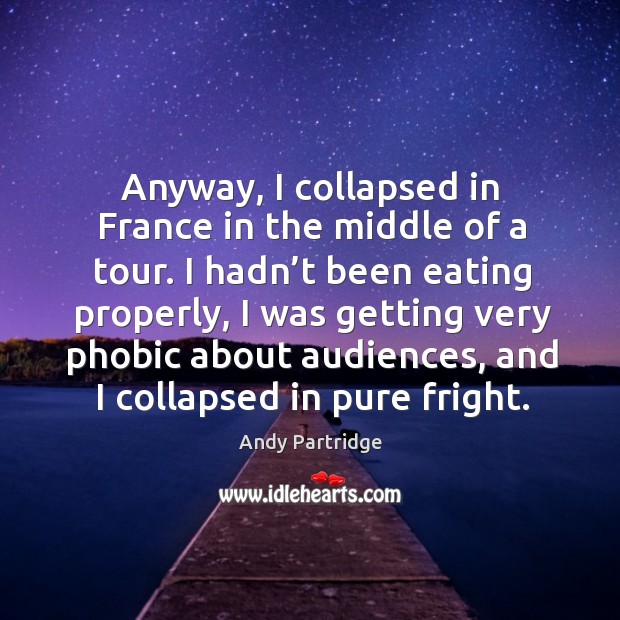 Anyway, I collapsed in france in the middle of a tour. Andy Partridge Picture Quote