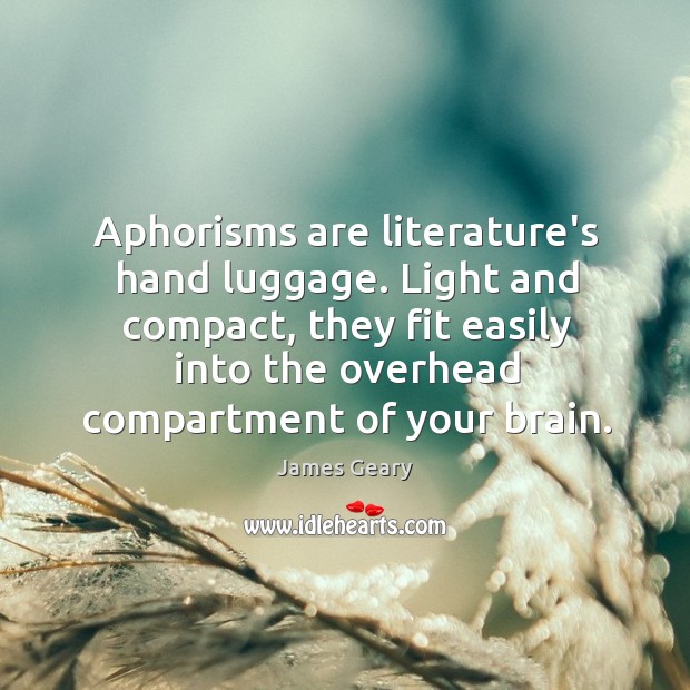 Aphorisms are literature’s hand luggage. Light and compact, they fit easily into James Geary Picture Quote