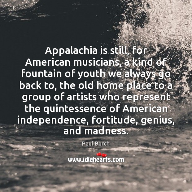 Appalachia is still, for American musicians, a kind of fountain of youth Paul Burch Picture Quote