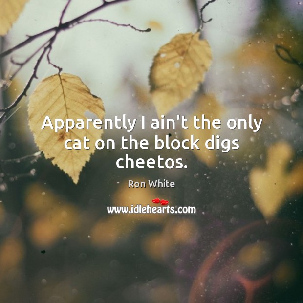 Apparently I ain’t the only cat on the block digs cheetos. Ron White Picture Quote