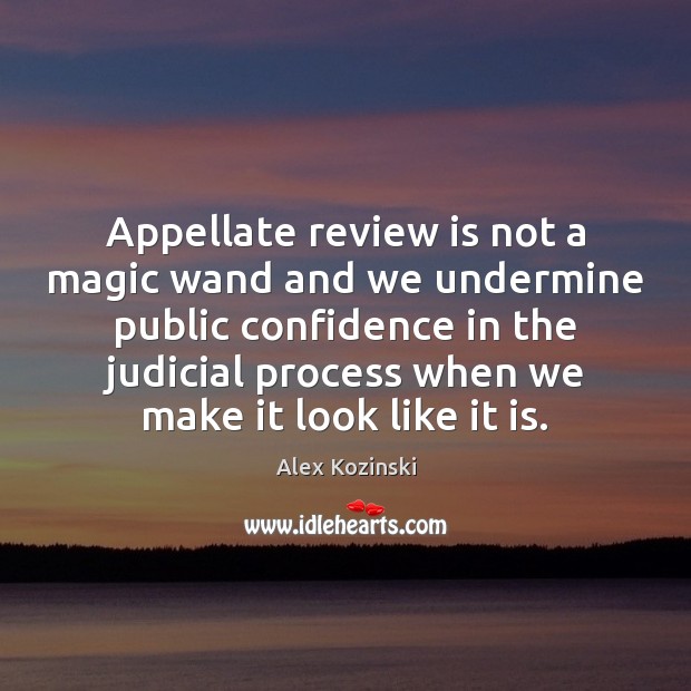 Appellate review is not a magic wand and we undermine public confidence Alex Kozinski Picture Quote