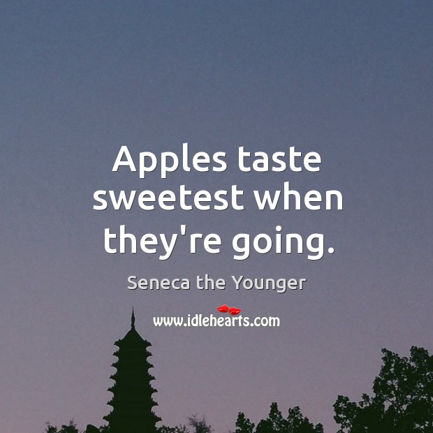 Apples taste sweetest when they’re going. Seneca the Younger Picture Quote
