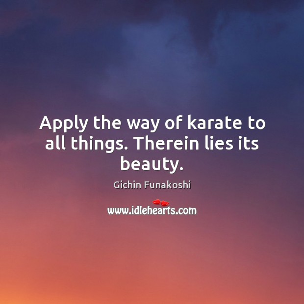 Apply the way of karate to all things. Therein lies its beauty. Image