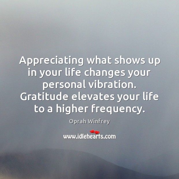 Appreciating what shows up in your life changes your personal vibration. Gratitude Image