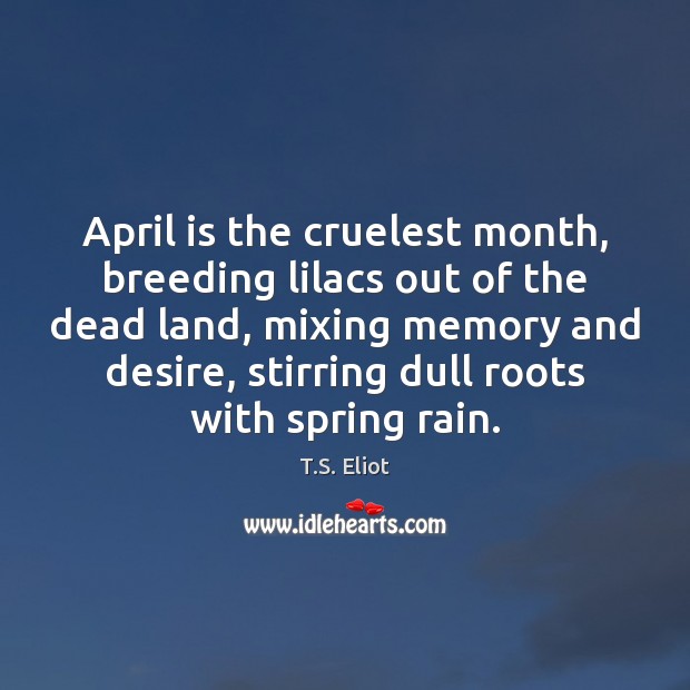 April is the cruelest month, breeding lilacs out of the dead land, Image