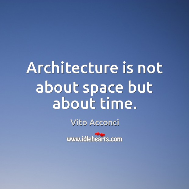 Architecture is not about space but about time. Architecture Quotes Image