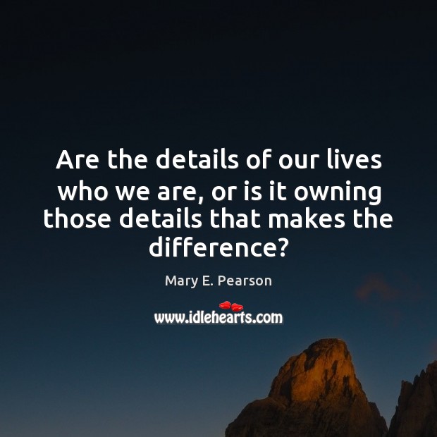 Are the details of our lives who we are, or is it Mary E. Pearson Picture Quote