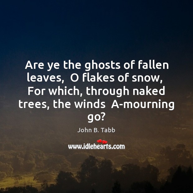 Are ye the ghosts of fallen leaves,  O flakes of snow,  For John B. Tabb Picture Quote