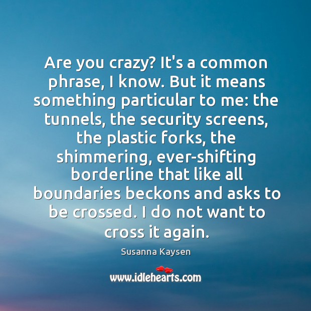 Are you crazy? It’s a common phrase, I know. But it means Susanna Kaysen Picture Quote