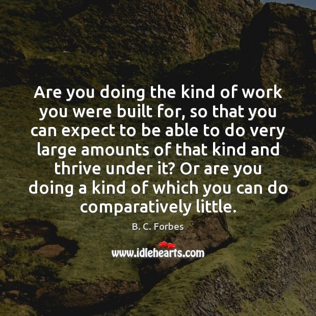 Are you doing the kind of work you were built for, so B. C. Forbes Picture Quote