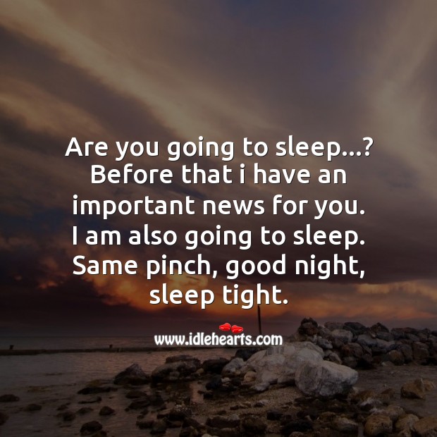 Are you going to sleep…? Good Night Quotes Image