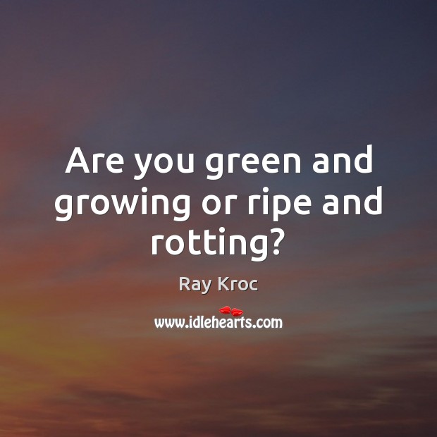 Are you green and growing or ripe and rotting? Ray Kroc Picture Quote