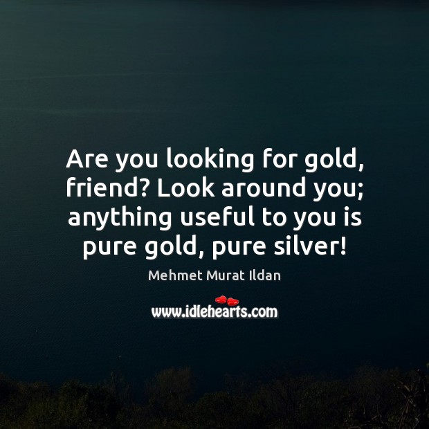 Are you looking for gold, friend? Look around you; anything useful to Mehmet Murat Ildan Picture Quote