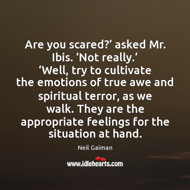 Are you scared?’ asked Mr. Ibis. ‘Not really.’ ‘Well, try to cultivate Neil Gaiman Picture Quote