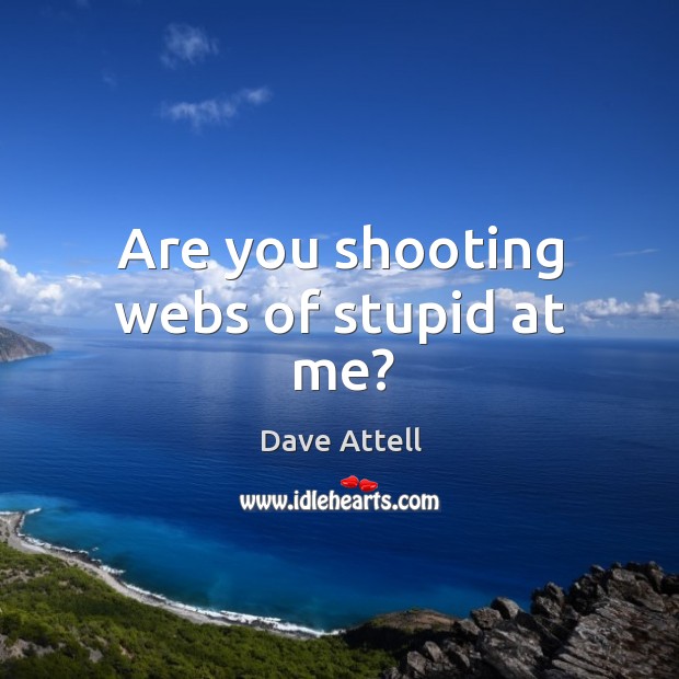 Are you shooting webs of stupid at me? Image