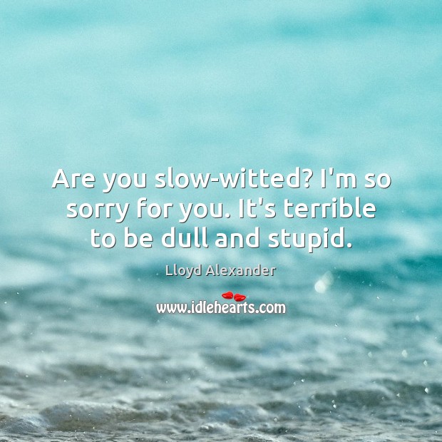 Are you slow-witted? I’m so sorry for you. It’s terrible to be dull and stupid. Lloyd Alexander Picture Quote