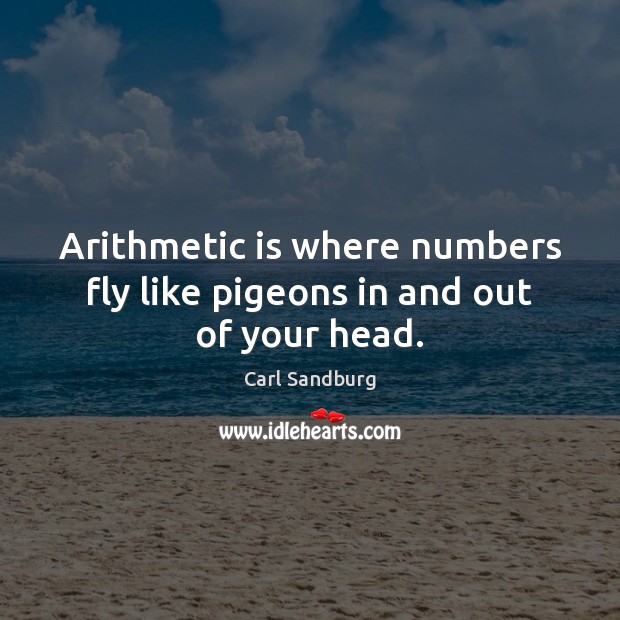 Arithmetic is where numbers fly like pigeons in and out of your head. Carl Sandburg Picture Quote