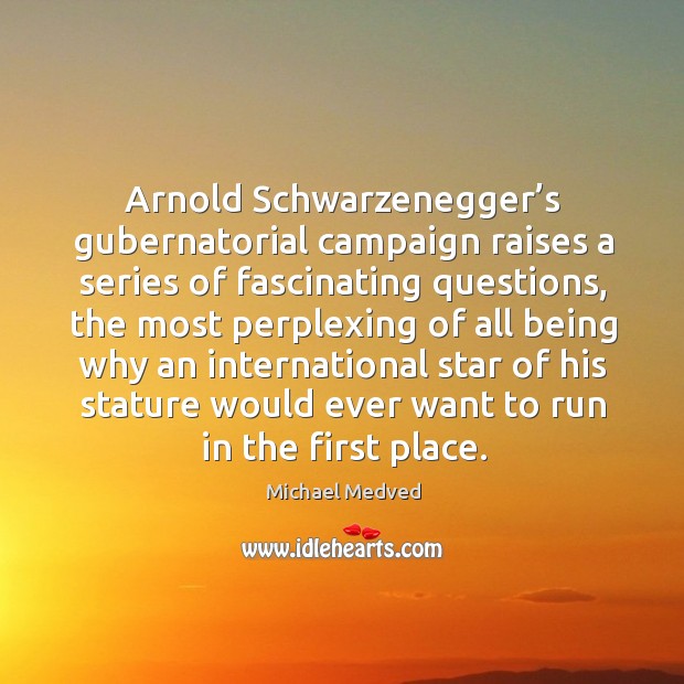 Arnold schwarzenegger’s gubernatorial campaign raises a series of fascinating questions Image