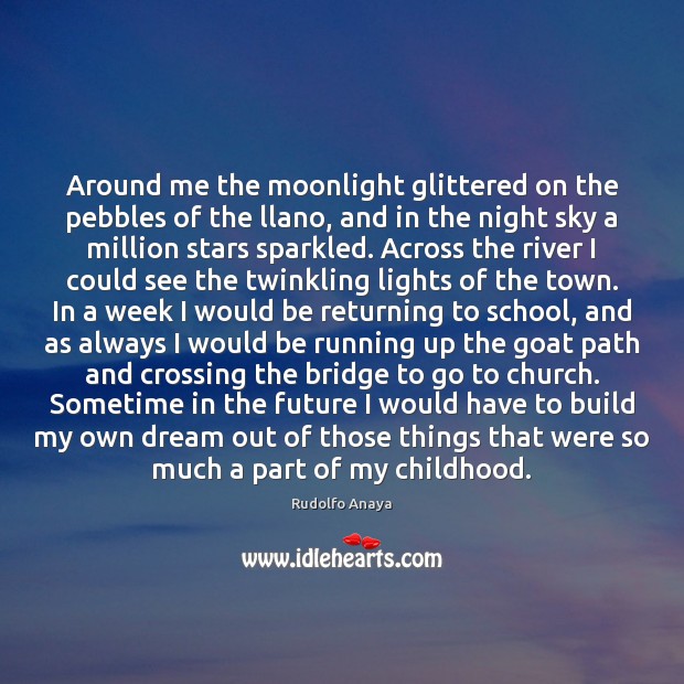 Around me the moonlight glittered on the pebbles of the llano, and Rudolfo Anaya Picture Quote