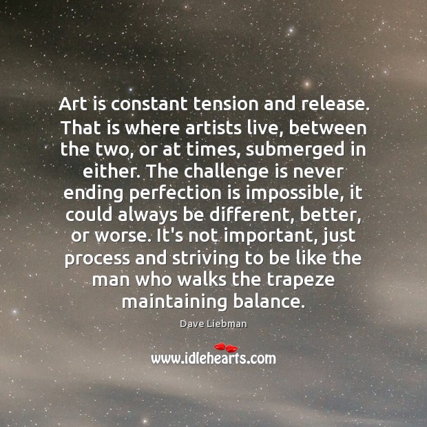 Art is constant tension and release. That is where artists live, between Perfection Quotes Image