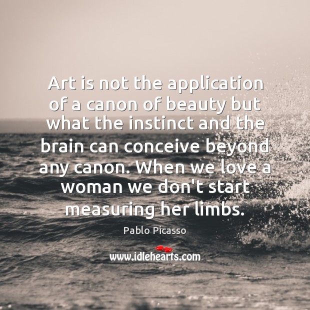 Art is not the application of a canon of beauty but what Pablo Picasso Picture Quote