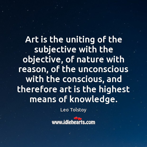 Art is the uniting of the subjective with the objective, of nature Image