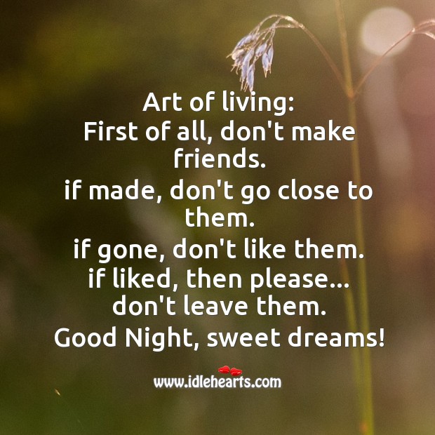 Art of living Good Night Quotes Image