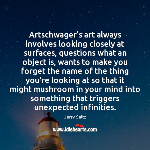 Artschwager’s art always involves looking closely at surfaces, questions what an object Jerry Saltz Picture Quote