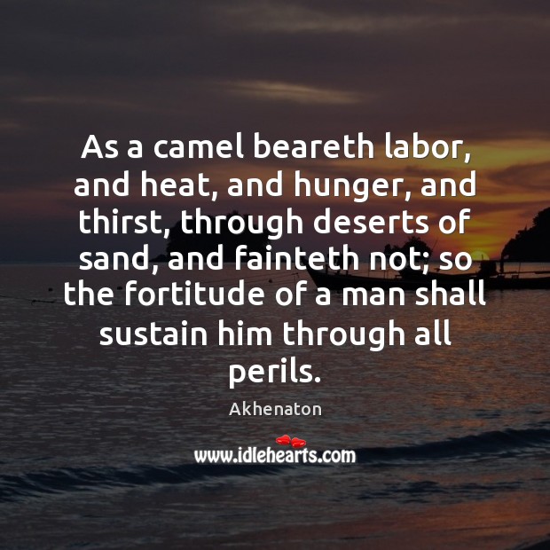 As a camel beareth labor, and heat, and hunger, and thirst, through Image