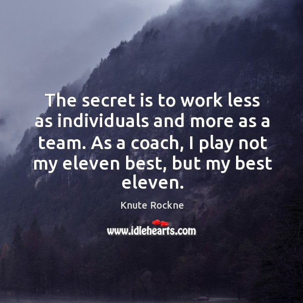 As a coach, I play not my eleven best, but my best eleven. Image