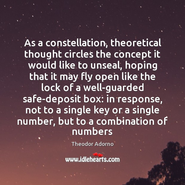 As a constellation, theoretical thought circles the concept it would like to Theodor Adorno Picture Quote