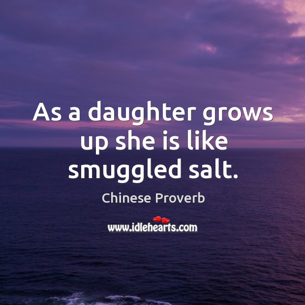 As a daughter grows up she is like smuggled salt. Chinese Proverbs Image