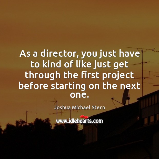 As a director, you just have to kind of like just get Joshua Michael Stern Picture Quote