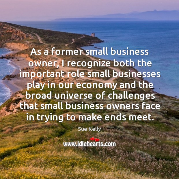 As a former small business owner, I recognize both the important role small businesses Sue Kelly Picture Quote