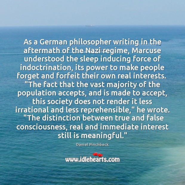 As a German philosopher writing in the aftermath of the Nazi regime, Daniel Pinchbeck Picture Quote