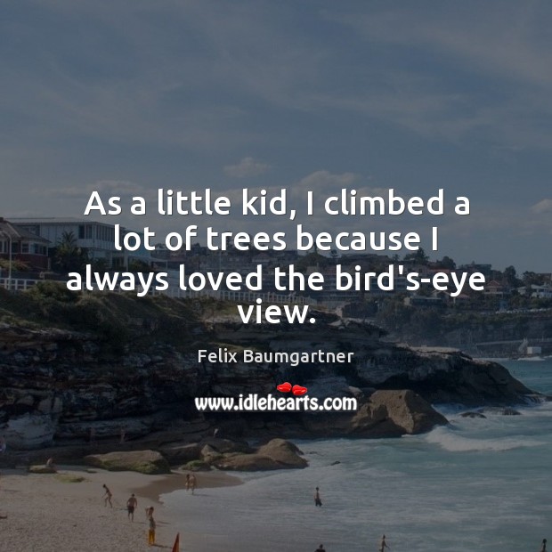 As a little kid, I climbed a lot of trees because I always loved the bird’s-eye view. Image