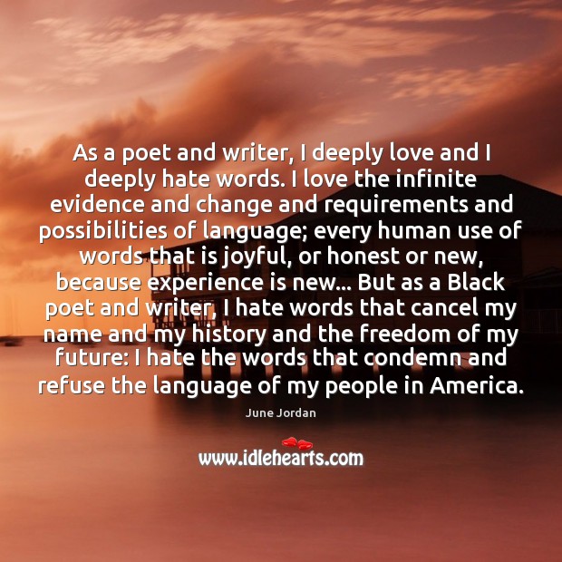 As a poet and writer, I deeply love and I deeply hate Experience Quotes Image