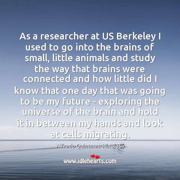 As a researcher at US Berkeley I used to go into the Alfredo Quinones-Hinojosa Picture Quote