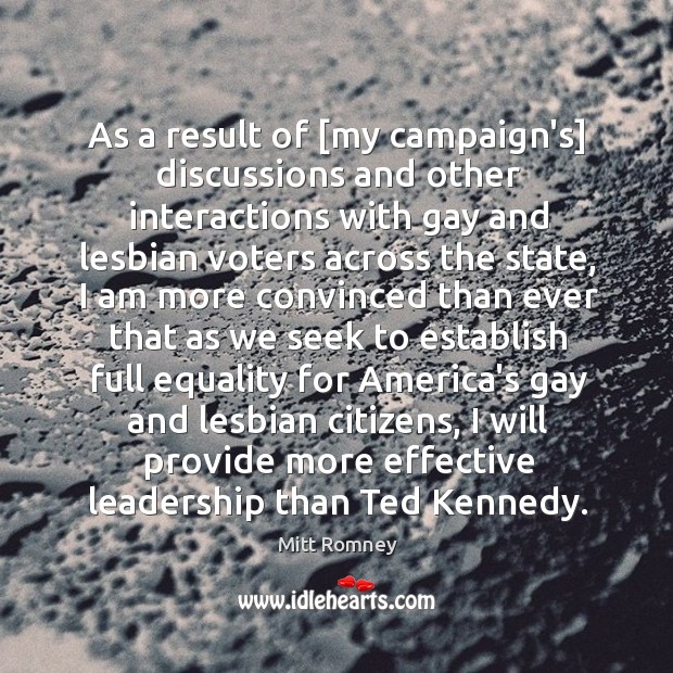 As a result of [my campaign’s] discussions and other interactions with gay Image