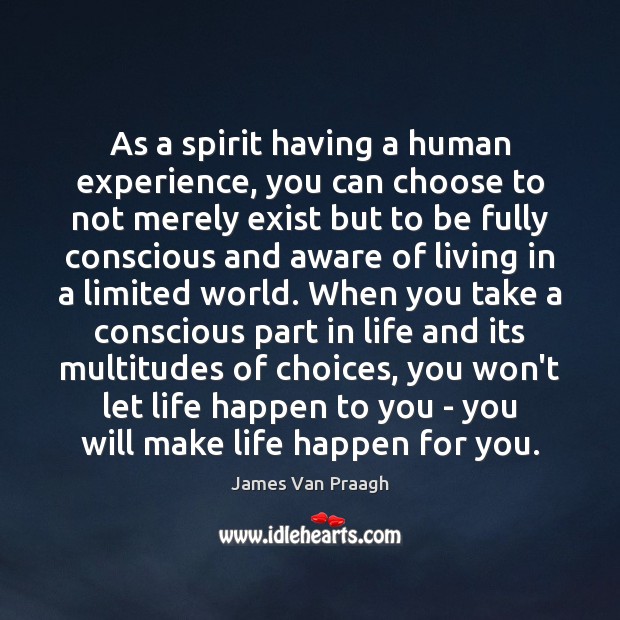 As a spirit having a human experience, you can choose to not James Van Praagh Picture Quote