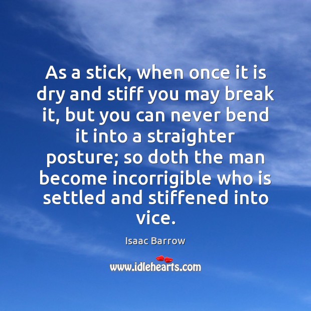 As a stick, when once it is dry and stiff you may Isaac Barrow Picture Quote