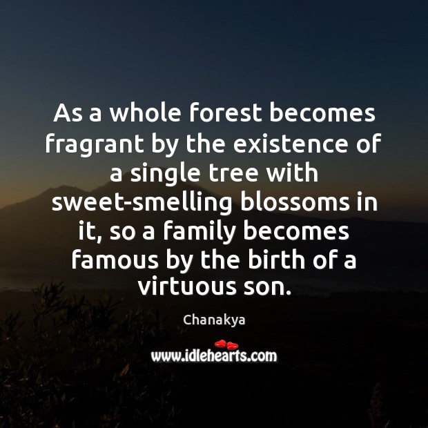 As a whole forest becomes fragrant by the existence of a single Chanakya Picture Quote