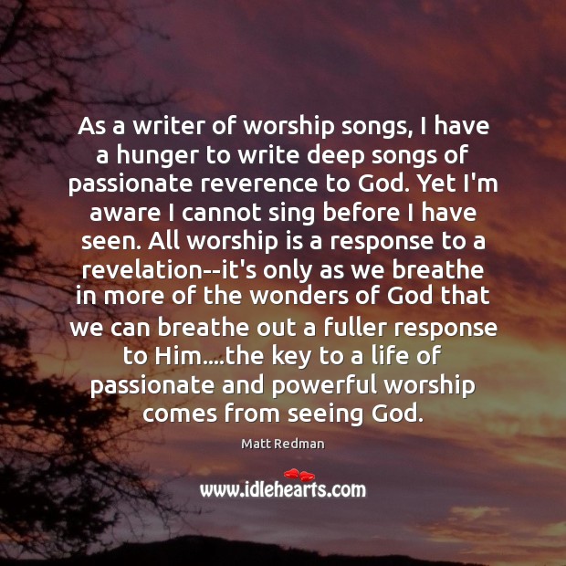 As a writer of worship songs, I have a hunger to write Image