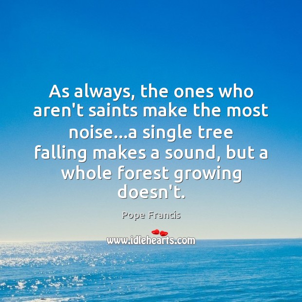 As always, the ones who aren’t saints make the most noise…a Pope Francis Picture Quote